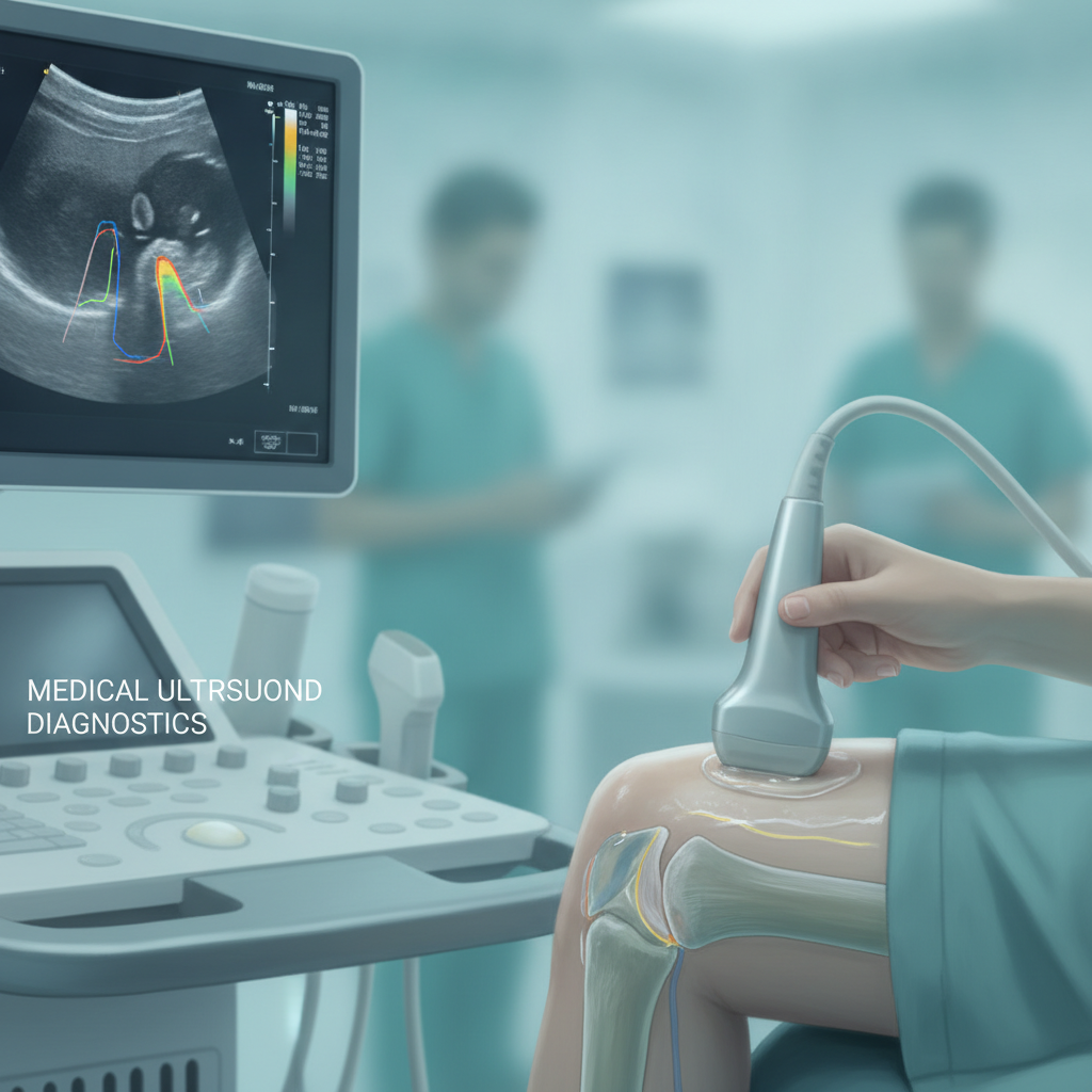 blog-title Medical professional examining patient's knee joint with ultrasound technology for pain assessment